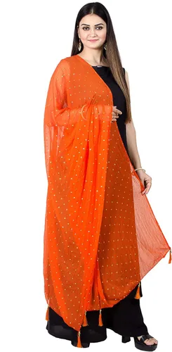 Vista 10 de Chandrakala Chal Dupatta de gasa para mujer, chal envolvente Chunni, beige (D191-P)
