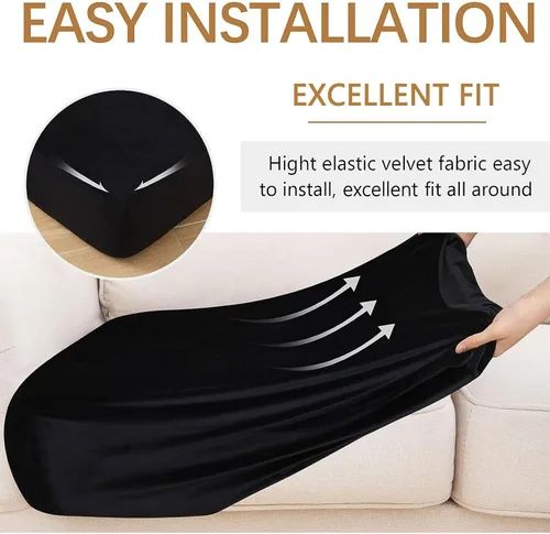 Vista 4 de hyha Fundas de cojín de terciopelo para sofá, fundas de asiento suaves para sofá modular de 3 cojines, lavables, funda mágica para sofá con parte