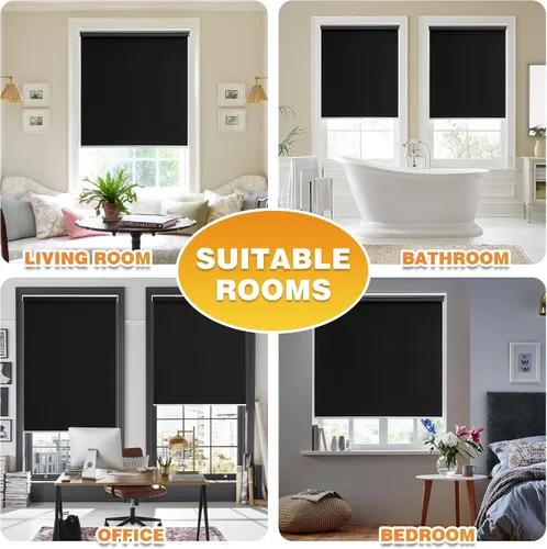 Vista 6 de Persianas enrollables opacas para ventanas, persianas sin cordón de parada libre con aislamiento térmico, tela de protección UV. Persianas de tirar