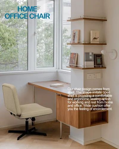 Vista 4 de VIRRMO Silla cruzada sin brazos, cómoda silla de oficina, silla de escritorio, silla de computadora, silla de tocador para dormitorio, sala de Marfil