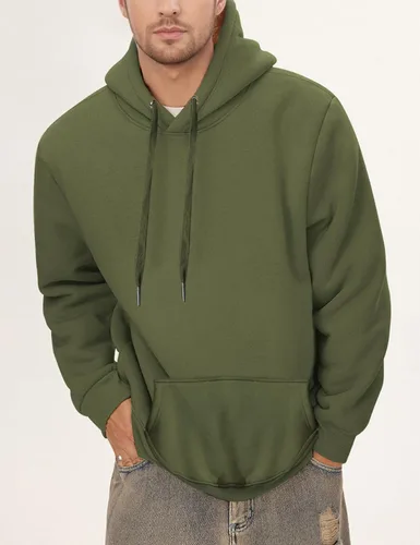 Vista 3 de Gihuo Sudadera de forro polar con cuello redondo y forro polar para hombre 02 Ejército