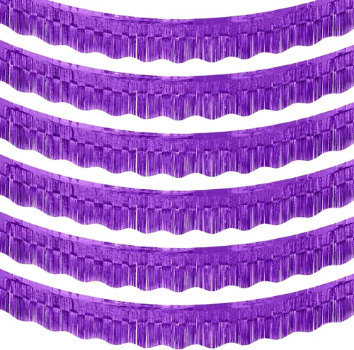 Vista 13 de LOLStar Paquete de 6 guirnaldas de flecos de papel de aluminio de oropel negro, decoraciones de fiesta de cumpleaños, pancarta de serpentinas