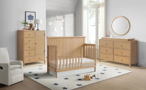 Vista 4 de Soho Baby Everlee - Kit de conversión de riel protector de cuna a cama infantil, madera de miel