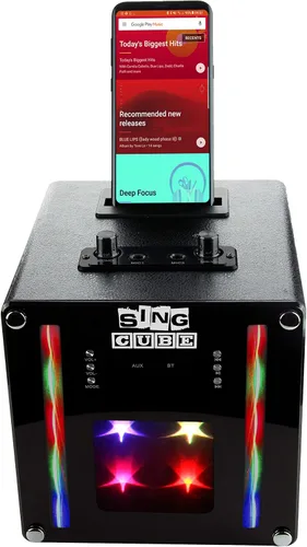 Vista 5 de Luces recargables de la máquina del karaoke del bluetooth y dos micrófonos, 5W (SINGCUBE01)