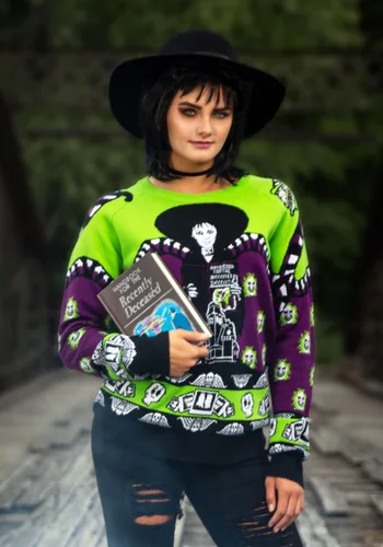 Vista 3 de Suéter de Halloween para Adultos Beetlejuice Lydia Deetz Multicolor