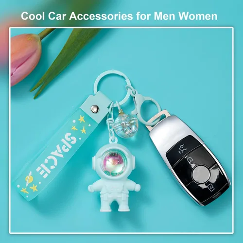 Vista 5 de YOU WIZV Llavero de astronauta, lindos llaveros Kawaii de anime geniales para mochilas, llaveros espaciales con luz de puesta de sol para mujeres