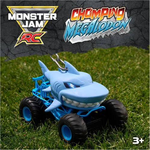 Vista 2 de Monster Jam Chomping Megalodon RC Toy Monster Truck, 1:15 Scale