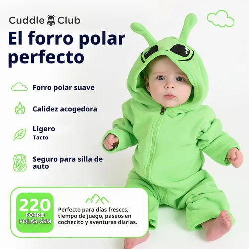 Vista 4 de Cuddle Club - Body de forro polar para bebé recién nacido hasta 5T – Pijamas de invierno chaqueta de abrigo abrigo para bebé Alien