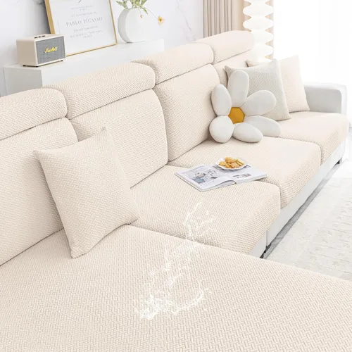Vista 9 de Smiry Fundas de cojín impermeables para sofá, fundas de cojín elásticas de jacquard grueso, funda de asiento lavable, protector elástico de muebles
