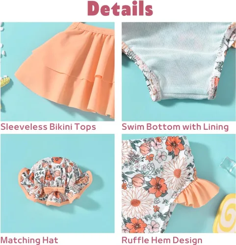 Vista 2 de Aalizzwell Traje de baño para niñas pequeñas con sombrero