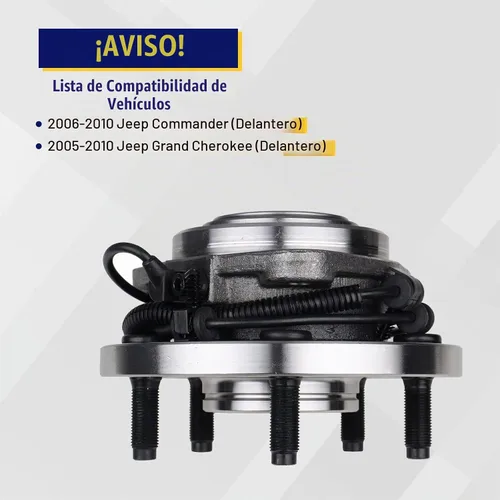 Vista 2 de KUSATEC 513234 Rodamiento de rueda delantera y conjunto de buje Compatible con Jeep Grand Cherokee 2005 2006 2007 2008 2009 2010, Commander 2006