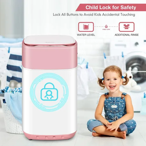 Vista 4 de COSTWAY Lavadora Portátil, Capacidad de 8 Libras, Bomba de Drenaje Integrada, Lavadora Compacta de Lavandería con 6 Programas, 6 Niveles de Agua