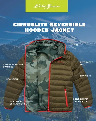Vista 3 de Eddie Bauer Kids' Reversible Jacket - Weather Resistant Quilted Down Coat for Boys and Girls (3-20)