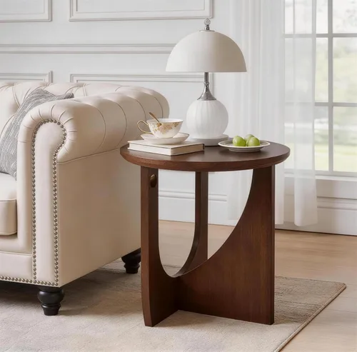 Vista 19 de Wood End Table Side Table Nightstand with 2 Drawer & USB Ports & Outlets 11.81in-brown