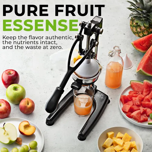 Vista 9 de Zulay Kitchen Puplerizer Exprimidor de hierro fundido 9 en 1, exprimidor manual de servicio pesado fácil de limpiar con accesorio prensatelas