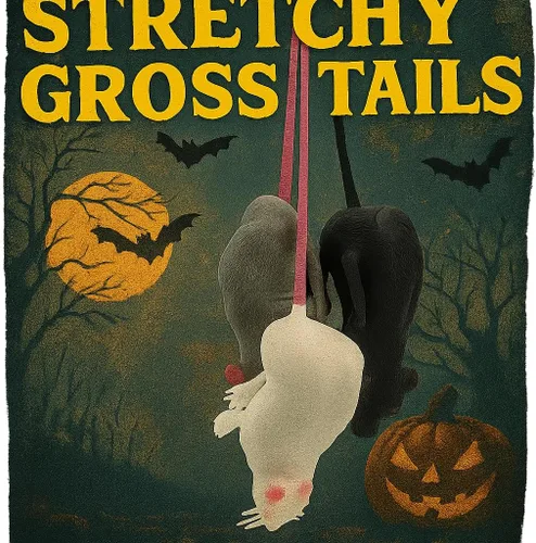 Vista 3 de JA-RU Juguete de rata crujiente y gruesa (paquete de 1) juguete de ratón elástico, blando y asqueroso. Juguete aterrador de Halloween para niños.