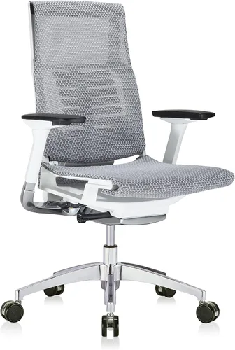 Vista 4 de POwerFIT Exec Silla Gris MESH ASIENTO Y Respaldo-Marco Blanco
