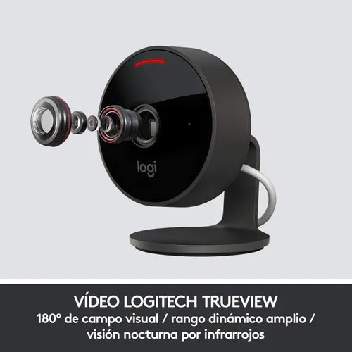 Vista 4 de Logitech Circle View - Cámara de seguridad para el hogar con cable resistente a la intemperie con video Logitech TrueView, gran angular de 180°, HD