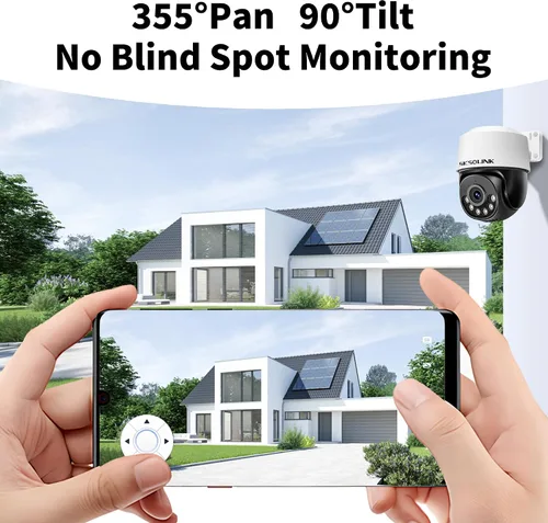 Vista 3 de Cámara domo POE PTZ de 5 MP para exteriores, 2592 × 1944 HD, inclinación de 355° Pan 90°, detección humana AI y seguimiento automático, visión