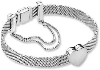 Vista 2 de Juego de pulsera de plata de ley 925 real de oro rosa con reflejos originales para mujer pulsera de abalorios joyería de bricolaje