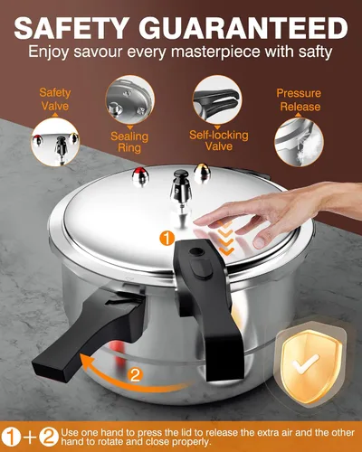 Vista 2 de WantJoin Olla a presión de aluminio de 4 cuartos con válvula de liberación y múltiples dispositivos de protección, recipiente a presión compatible