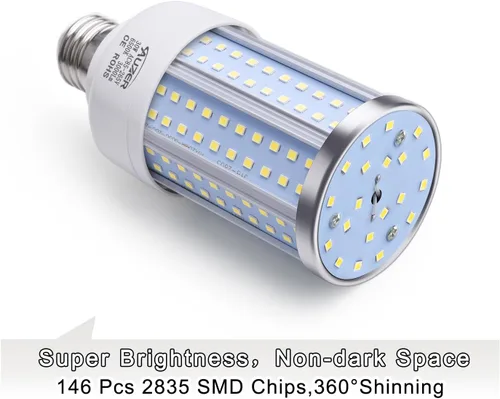 Vista 9 de Bombilla LED de maíz de 30 W (equivalente a 200 W), luz diurna, base estándar E26, paquete de 2