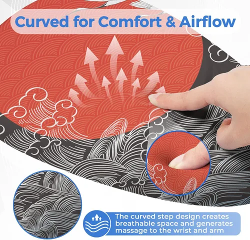 Vista 5 de Alfombrilla ergonómica para mouse con soporte de muñeca, reposamuñecas de espuma viscoelástica para aliviar el dolor y túnel carpiano, base