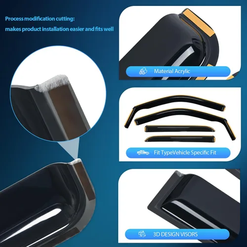 Vista 2 de Nilight protectores de lluvia para canal para Ram 1500 2009 2010 2011 2012 2013 2014 2015 2016 2017 2018 Crew Cab, 2019-2023 Ram 1500 Classic Body