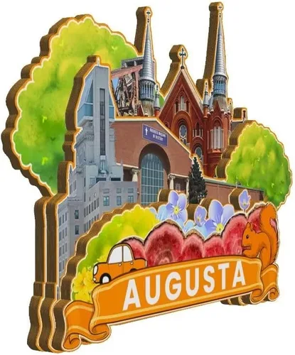 Vista 2 de Augusta Georgia - Imán de madera para nevera, diseño 3D, recuerdos coleccionables, decoración hecha a mano, 2651