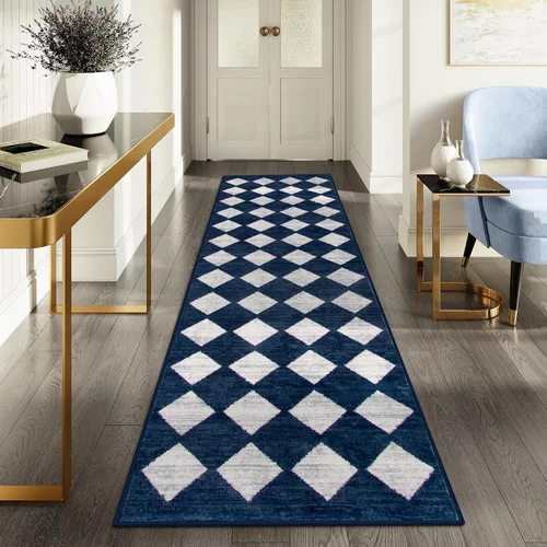 Vista 13 de Lahome - Tapete con diseño de entramado marroquí, a cuadros, pequeño, suave y antideslizante, moderno, resistente a las manchas, para puerta Negro