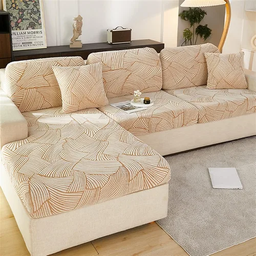Vista 7 de MIPOPS Funda de cojín gruesa de jacquard para asiento de sofá, funda elástica y extraíble para sofá seccional, protector antipolvo, apto