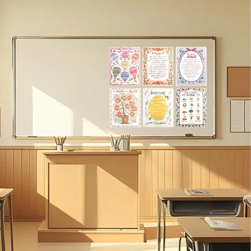 Vista 7 de Mr. Pen- Bible Posters, 15pc, Hand Drawn, 14x11 inch, Laminated Hand Drawn, Designed by Christian Parents in the US, Laminated Classroom Decoration