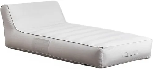 Vista 2 de California Sun Allora Tumbona inflable de lujo de tela para piscina, tumbona flotante junto a la piscina, cama flotante ultra ancha de lujo (beige)