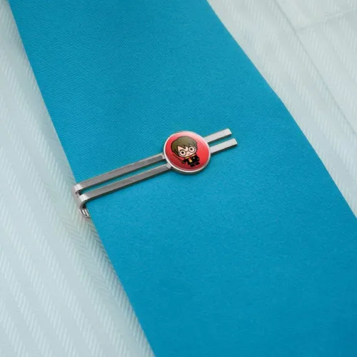 Vista 2 de GRAPHICS MORE Harry Potter Lindo personaje Chibi redondo Tie Bar Clip Clip Tack plateado Color plateado