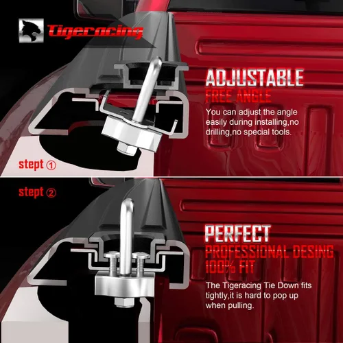 Vista 3 de Anclajes de amarre retráctiles para caja de camioneta, anillo en D lateral compatible con F150 2015-2026 / 2017-2026 F250 F350 Super Duty / Raptor