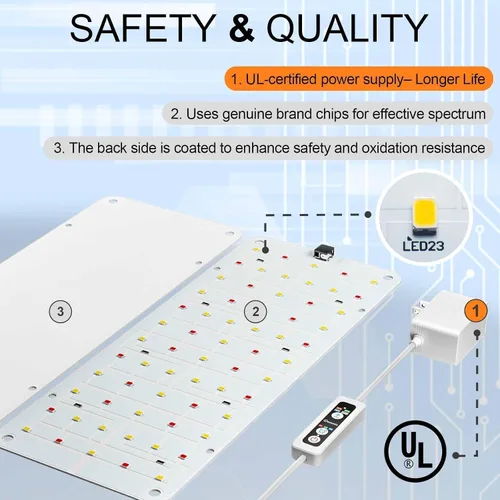 Vista 7 de Panel de luz de cultivo para plantas de interior, luz LED ultrafina de espectro completo de 20 W para estante y gabinete, regulable con temporizador