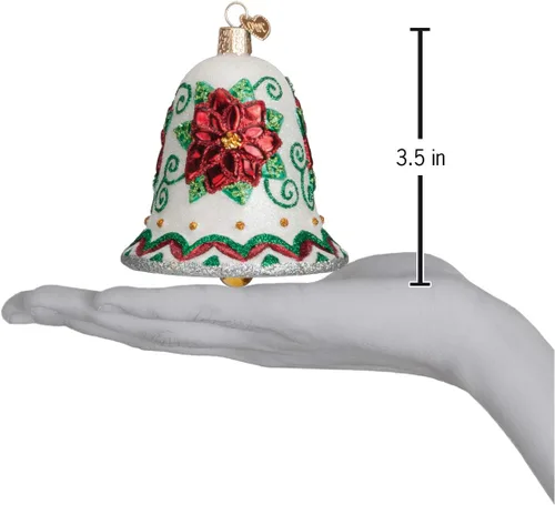Vista 3 de Old World Christmas - Adorno de copo de nieve de vidrio soplado para árbol de Navidad, colección de campanas, decoración festiva artesanal