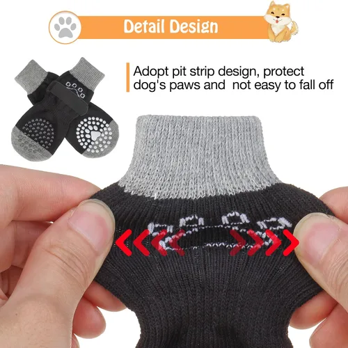 Vista 4 de SCENEREAL 6 piezas de calcetines antideslizantes para perros para prevenir lamido de patas para pavimento caliente/frío, calcetines de agarre