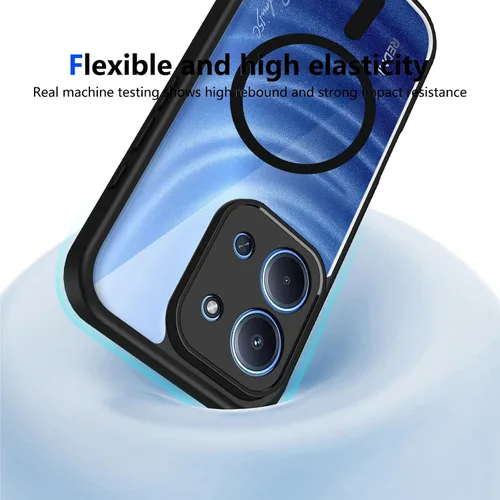 Vista 596 de Funda magnética transparente compatible con Xiaomi 17T, color negro 2 en 1 PC + TPU cubierta de teléfono a prueba de golpes, carcasa protectora