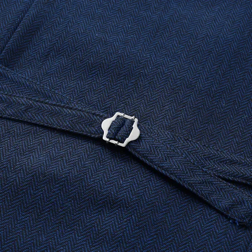 Vista 7 de Cloudstyle Chaleco de traje de cuello alto mandarín para hombre, chaleco de tweed de espiga Azul marino