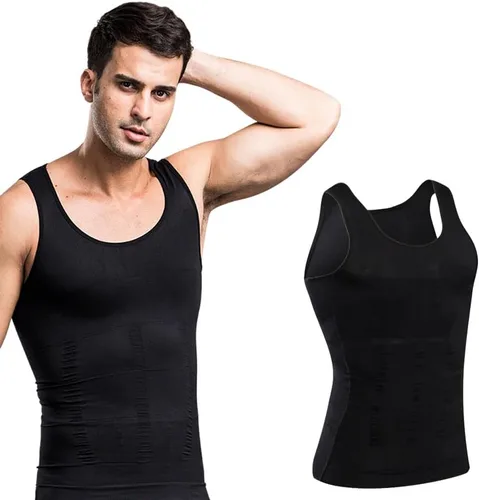 Vista 7 de LARDROK Chaleco adelgazante para hombre, camiseta de compresión para ginecomastia, control de abdomen, ropa