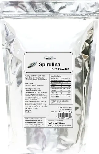 Vista 2 de 100% espirulina en polvo puro no irradiado (500 gramos (1.1 lb))