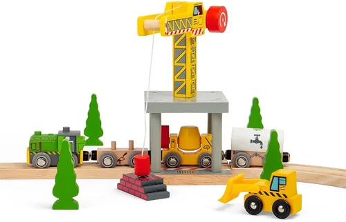 Vista 8 de Bigjigs Rail Grúa amarilla grande magnética - Otras marcas principales de carriles de madera son compatibles