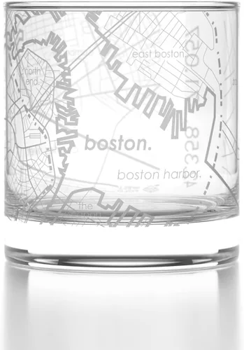 Vista 24 de Well Told Vaso de rocas grabado con mapa de Akron, Ohio, cristalería estilo antiguo (325ml, transparente) Vaso de bourbon grabado, regalos