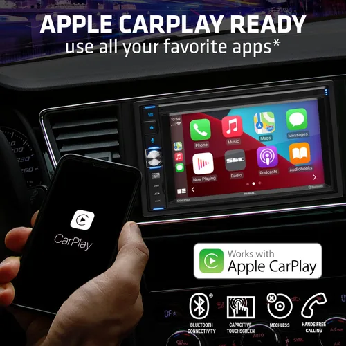 Vista 2 de Sound Storm Laboratories DDCP62 Estéreo para automóvil - Apple CarPlay, doble Din, pantalla táctil capacitiva de 6.2 pulgadas, Bluetooth, sin