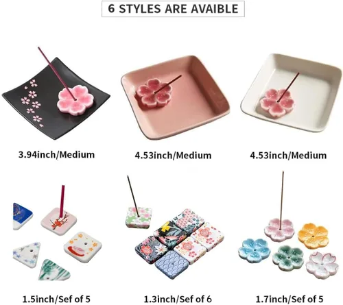 Vista 4 de Soporte de cerámica japonesa hecho a mano para incienso o quemador de incienso, bandeja única para recoger cenizas y regalo decorativo, decoración