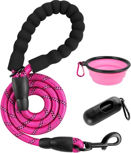Vista 31 de BARKBAY - Correas para perros grandes, resistentes, de 4/5/6 pies, con cómoda asa acolchada y hilos altamente reflectantes para perros medianos