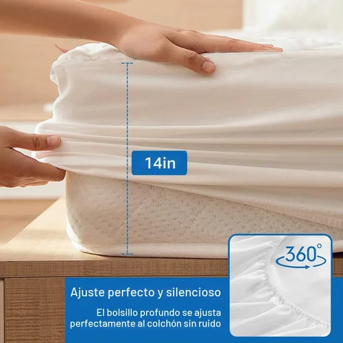 Vista 3 de Protector de colchón impermeable tamaño individual, funda de colchón acolchada de tamaño individual para niños, protector de colchón de bolsillo