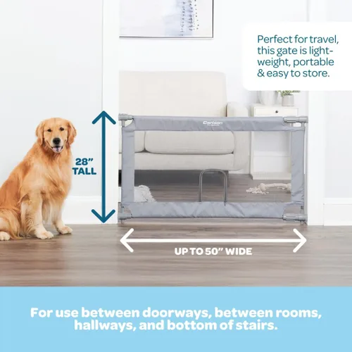 Vista 3 de Carlson - Puerta extensible extra ancha para perros de 27.5 a 50 pulgadas con puerta pequeña para mascotas, puerta de malla para mascotas