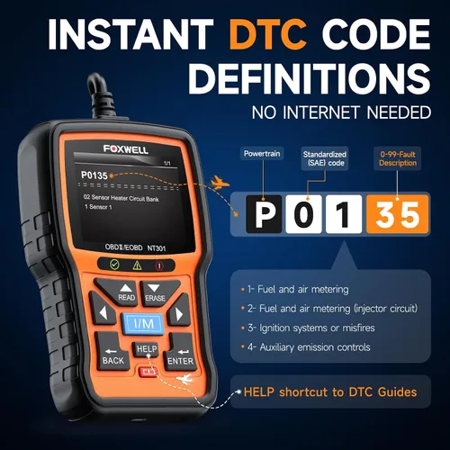 Vista 9 de FOXWELL NT301 OBD2 escáner de datos en vivo profesional mecánico OBDII lector de código de diagnóstico herramienta para comprobación de luz del motor